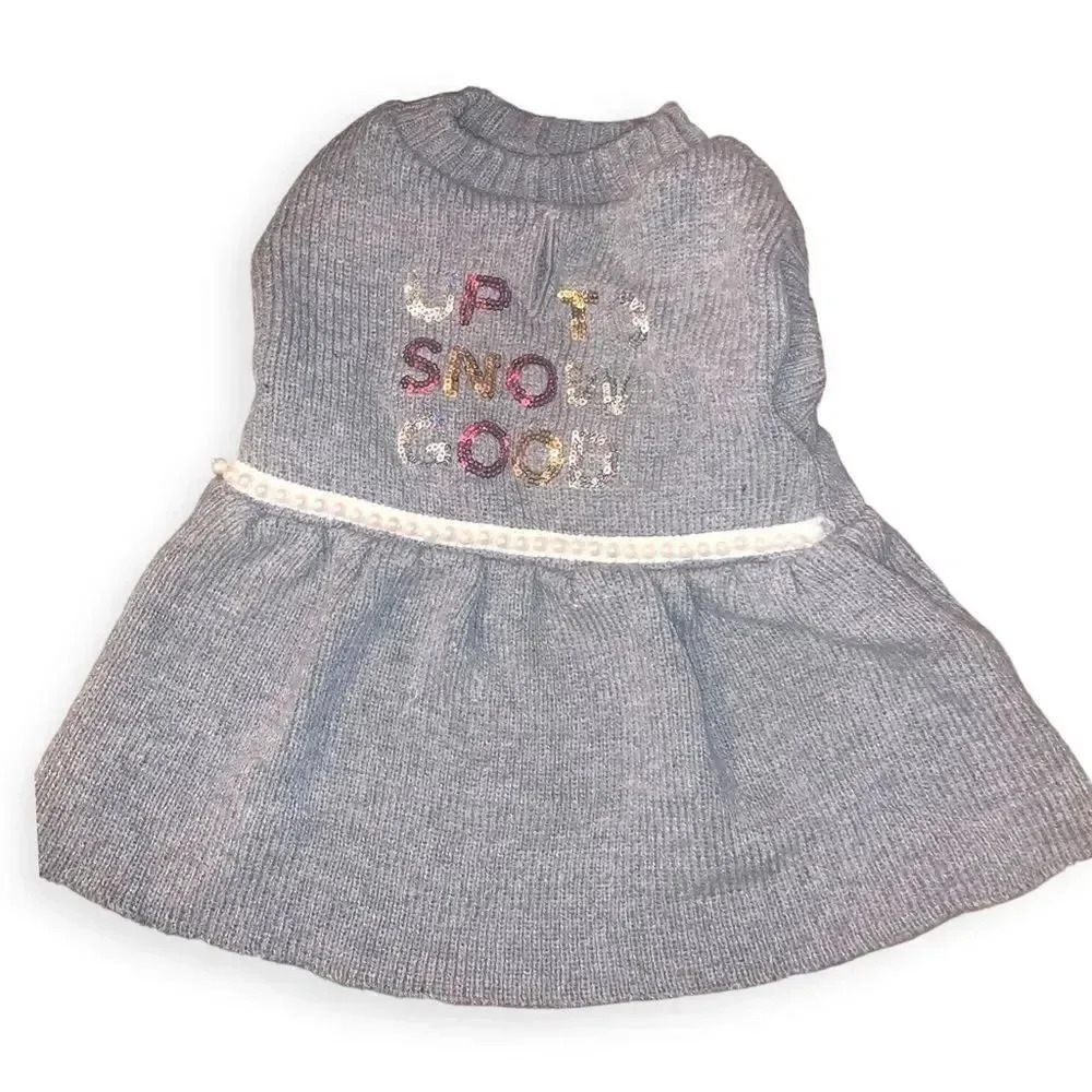 Pearl and sequin sweater knit dress